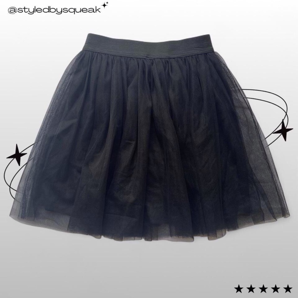 Spirit Halloween Black Sheer Tulle Mini Skirt Small
